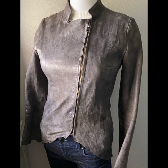 BLUR Leather Distressed Jacket  Size 40 US 0-2 - Picture 4 of 15